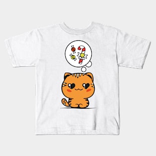 Kitty cat Christmas candy crave Kids T-Shirt
